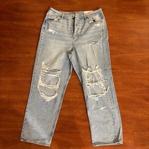 American Eagle Light Blue Highest Rise Ripped 90s Boyfriend Denim Jeans